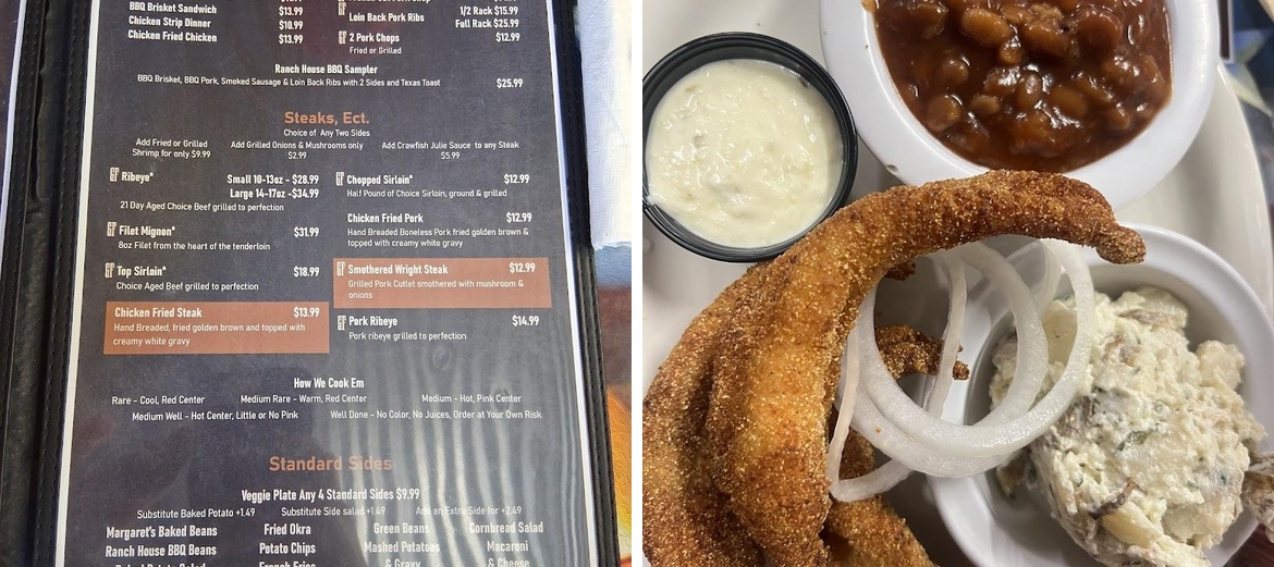 Wright's Ranch House Menu
