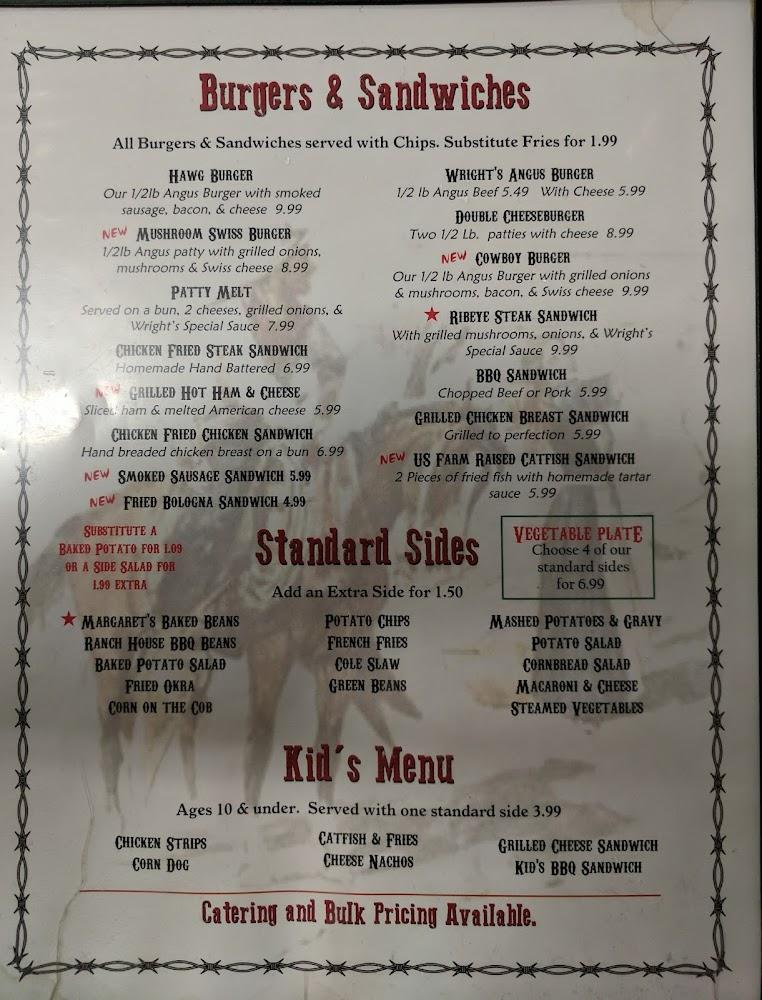 Wright's Ranch House Menu image 4